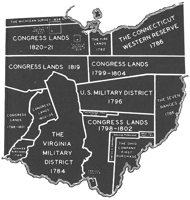 Map of Ohio lands as partitioned by Congress