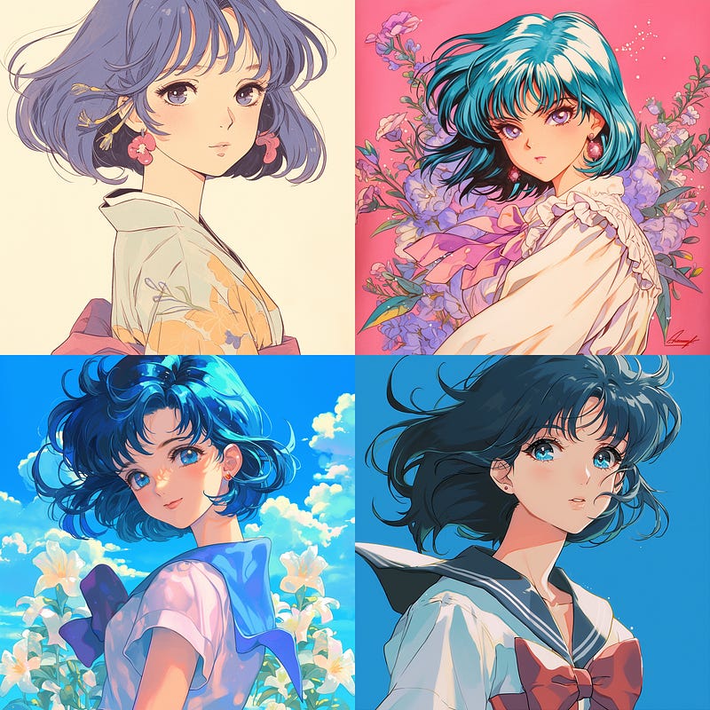 Anime in the style of Naoko Takeuchi.