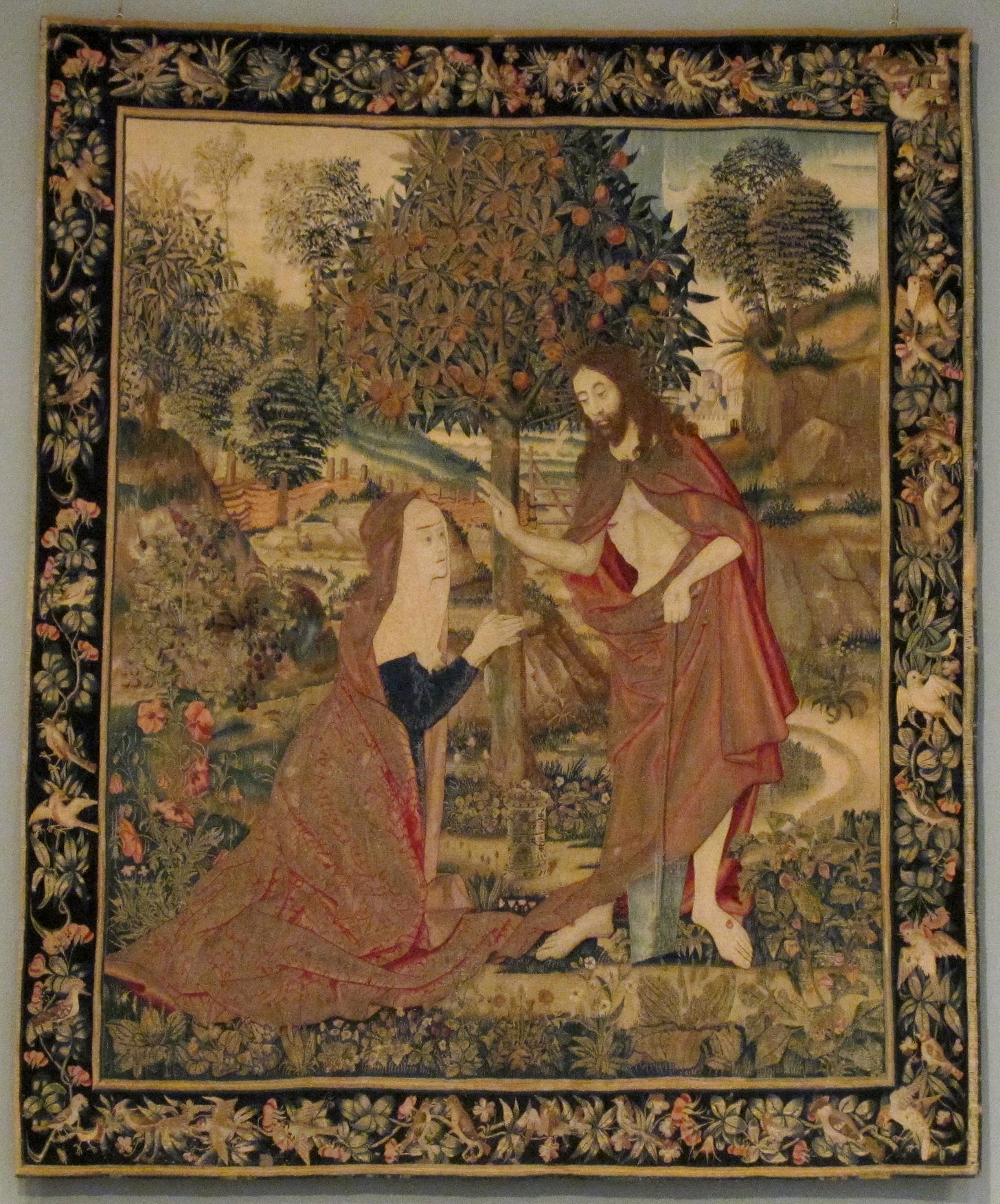 The Resurrected Christ Appearing to Mary Magdelene in the Garden, Wool warp;  wool, silk, and gilt wefts, South Netherlandish