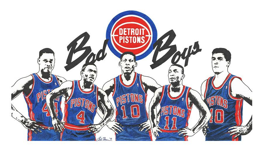 Detroit Bad Boys Pistons Drawing by Chris Brown - Pixels