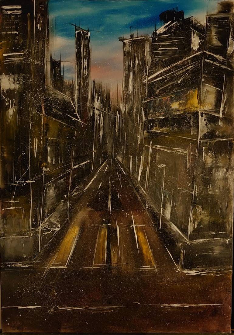 Lost in the city Painting by John Angel | Saatchi Art