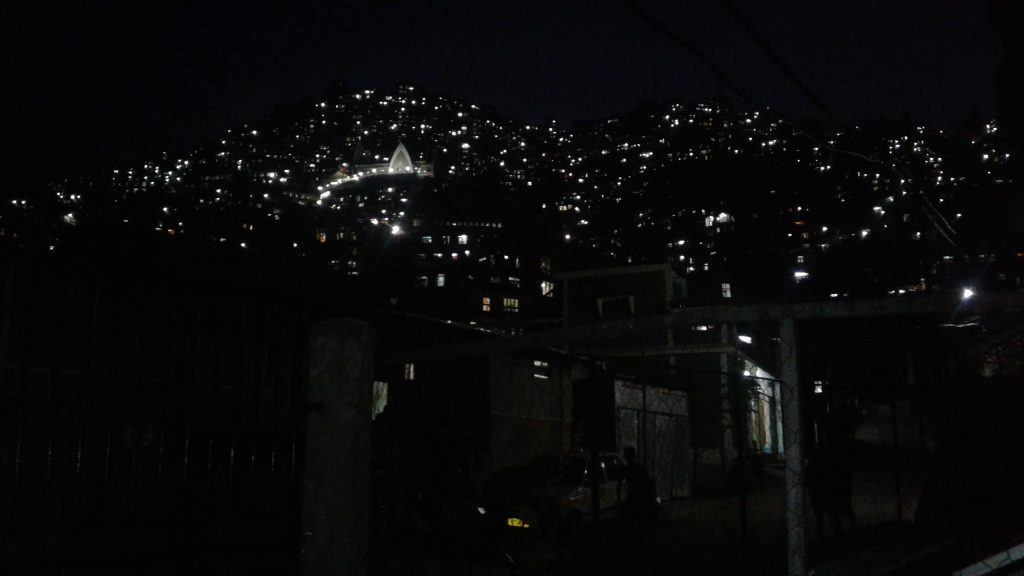 The glittering lights of Mizoram's capital Aizawl at night.