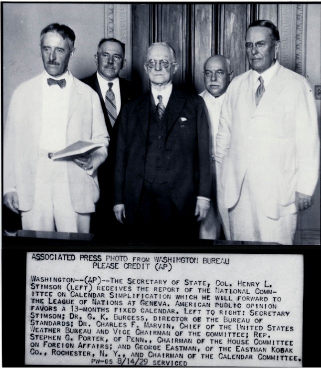 secretary of state col henry l stimson on new 28 day calendar