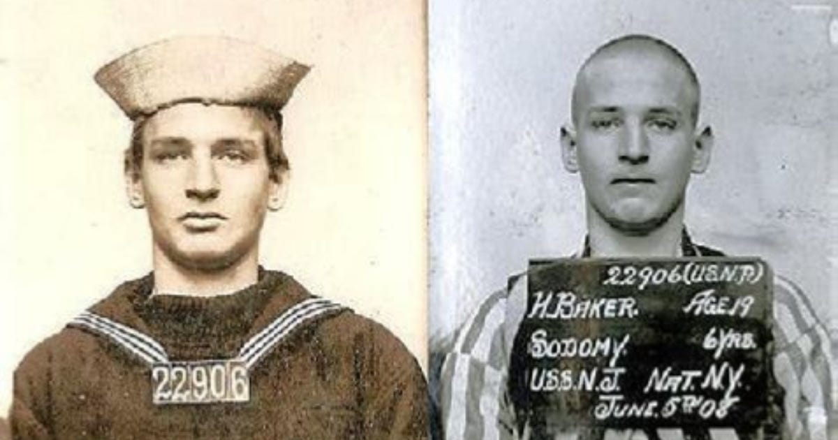 Mug shot of a sailor charged for sodomy, a crime that in 1919 was the centre of a whole sting operation in Newport.