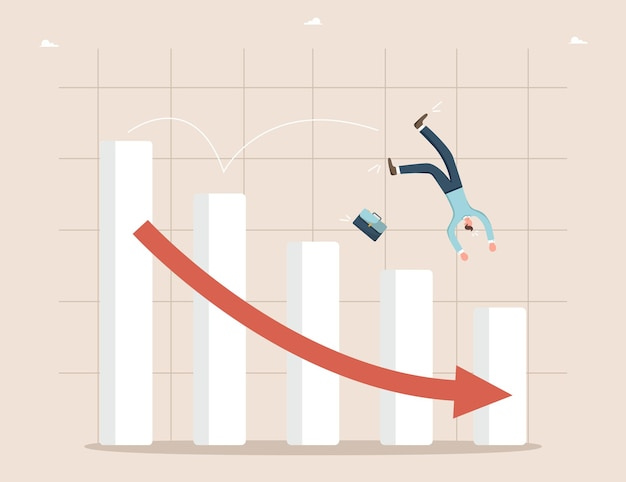 Premium Vector | Man falling from a falling graph