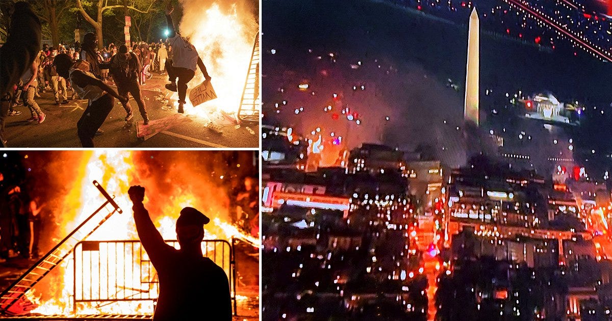 Washington DC in flames as protesters start fires near White ...