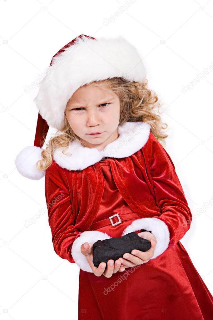 Christmas: Girl Gets Coal From Santa For Bad Behavior Stock Photo by  ©sjlocke 53196287