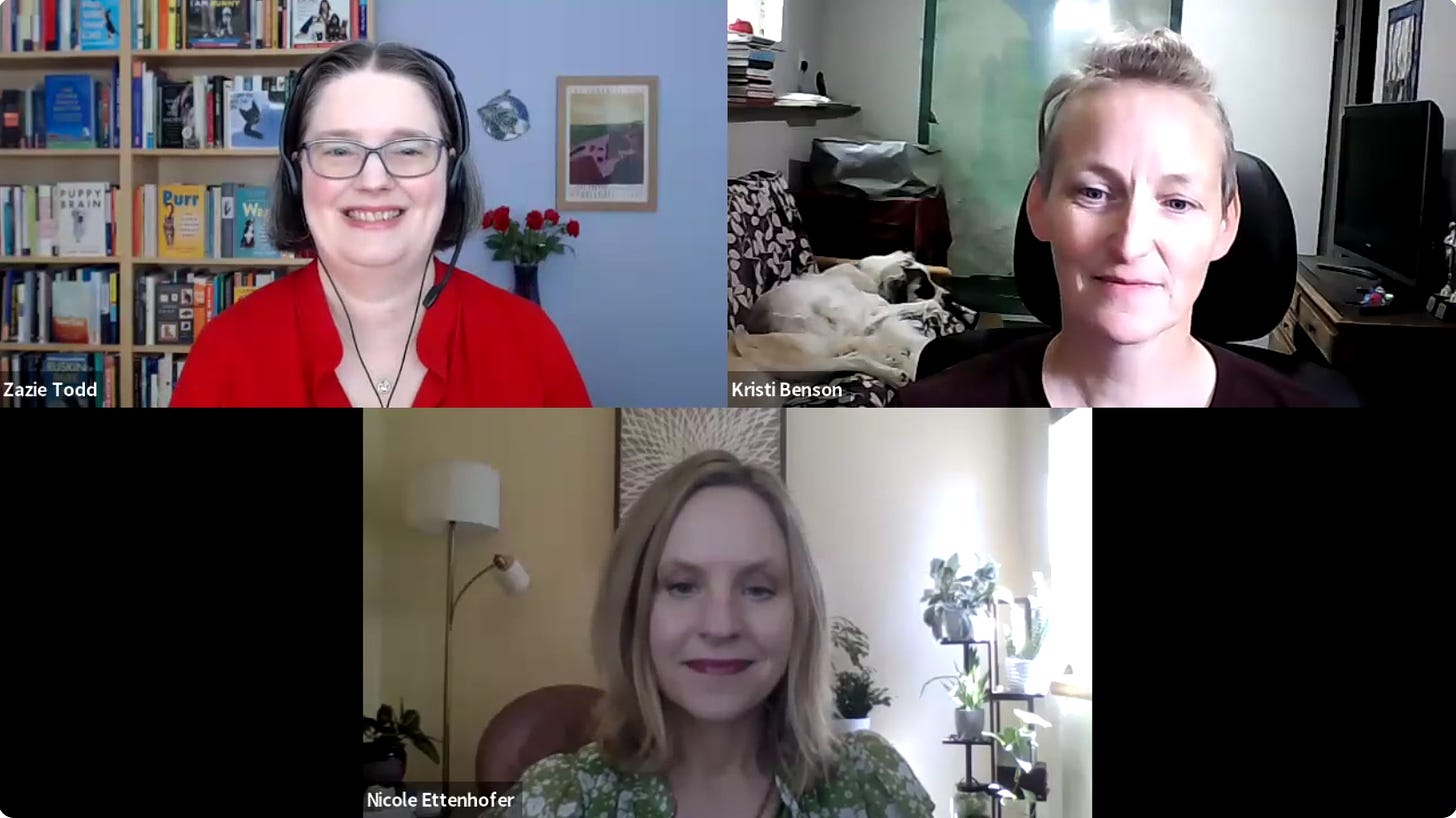 Zazie, Kristi, and Nicole chat online