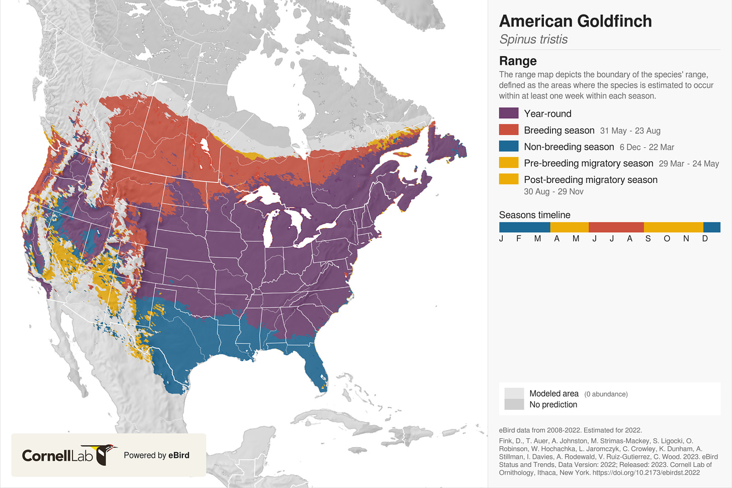 American Goldfinch distribution map