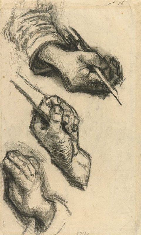 Vincent Van Gogh's Three Hands, Two With Knives