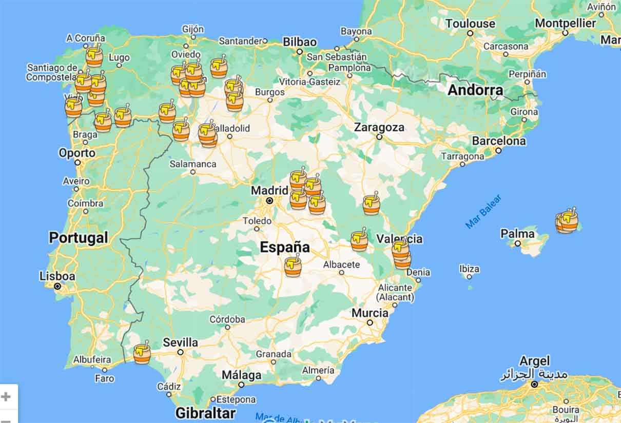 mapa de las mejores mieles de España 2024