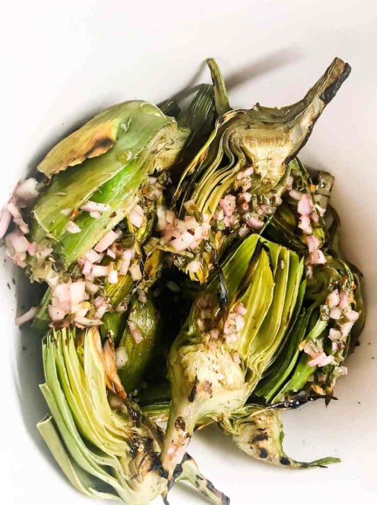 grilled artichokes with shallot citrus vinaigrette