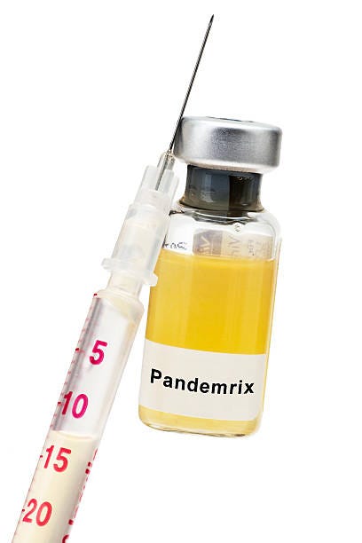 pandemrix - vaccine against swine flu with syringe - pandemrix bildbanksfoton och bilder