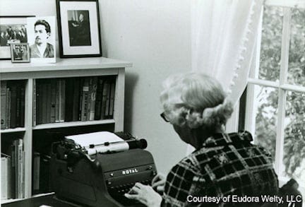 Eudora Welty at her desk