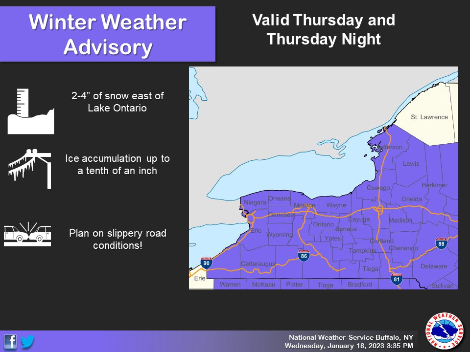 NWS issues Winter Weather Advisory for freezing rain threat on Thursday