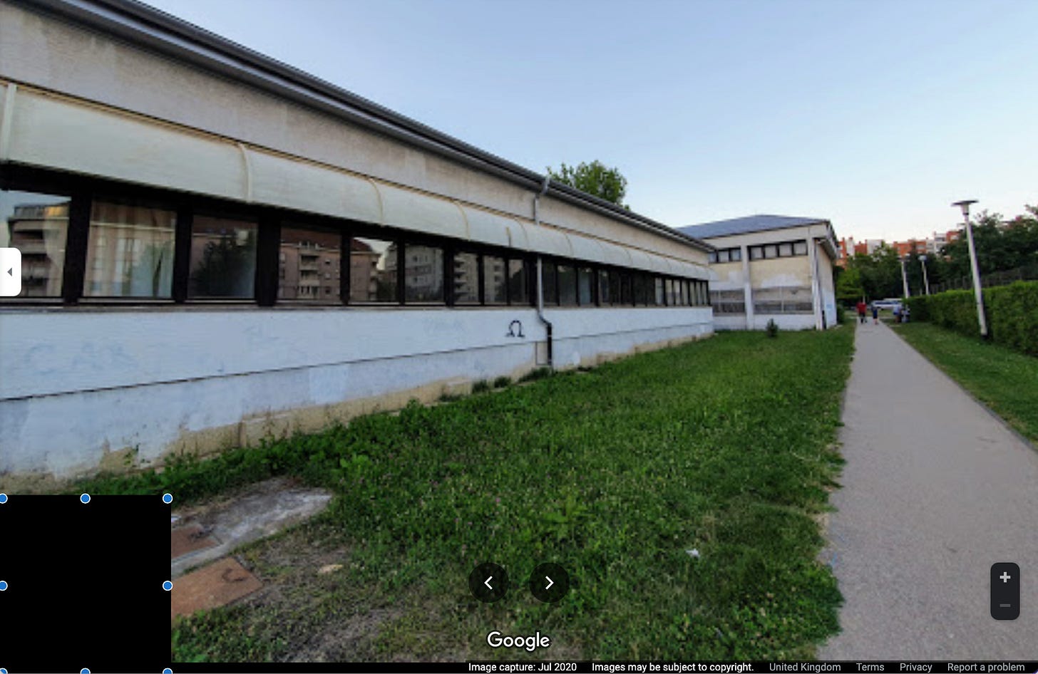 A photo showing run down school buildings