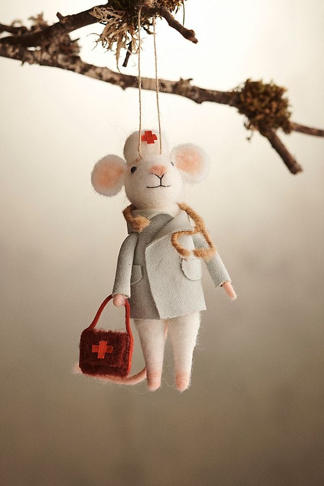 Nurse Mouse Felt Ornament | AnthroLiving