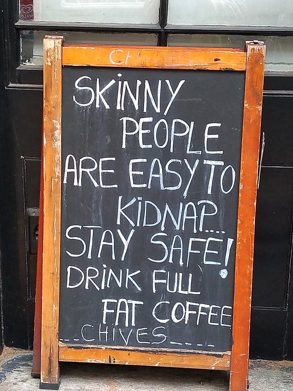 Seen outside a cafe in London. Photo by Terry Freedman