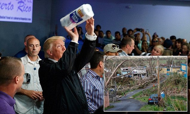 Trump throws PAPER TOWEL rolls to Puerto Rico residents | Daily Mail Online