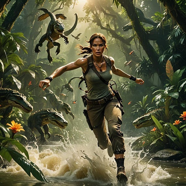 Explorer running in the forest