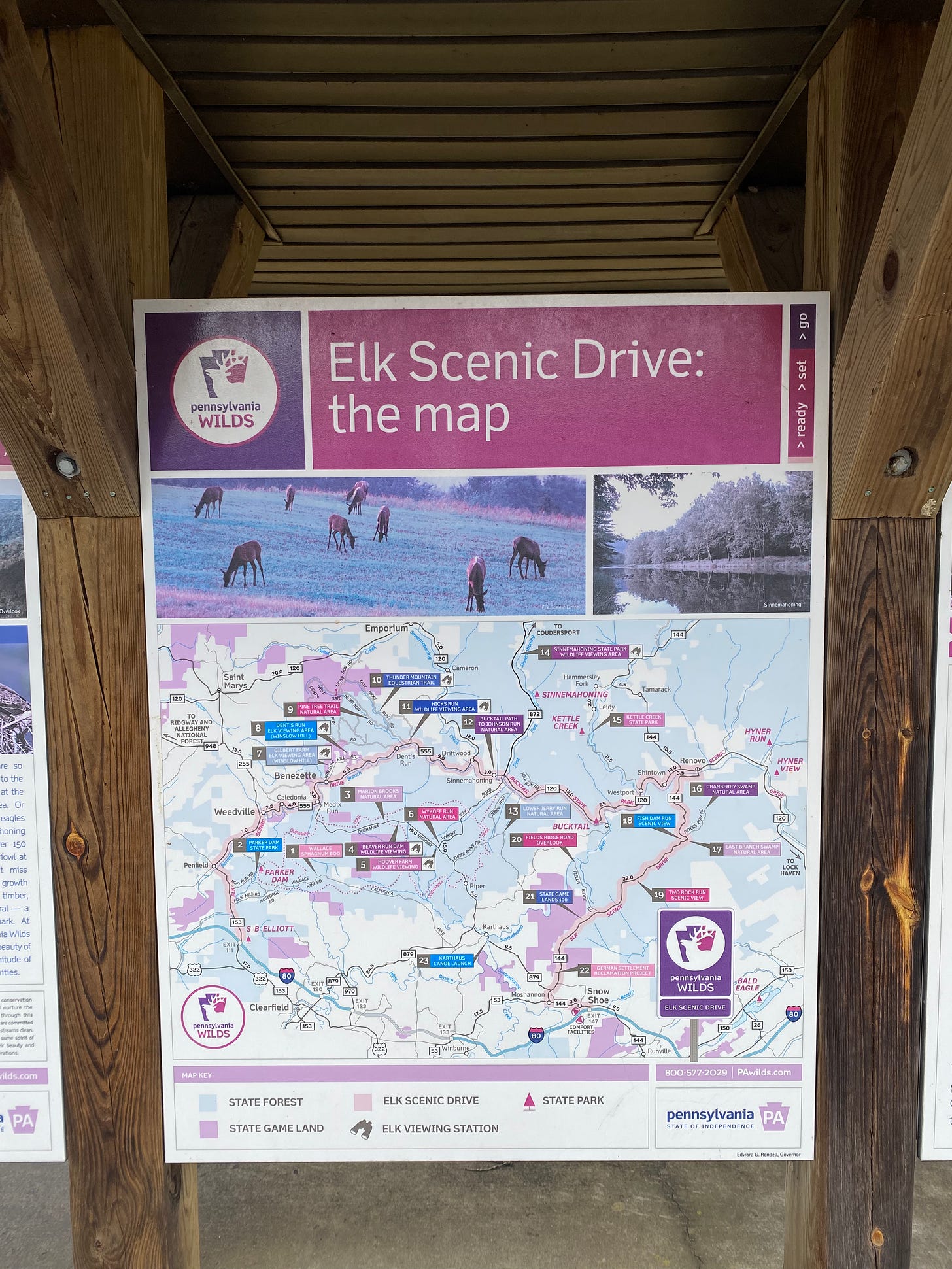 Sign for the Elk Scenic Drive where you can see wild elk in Pennsylvania