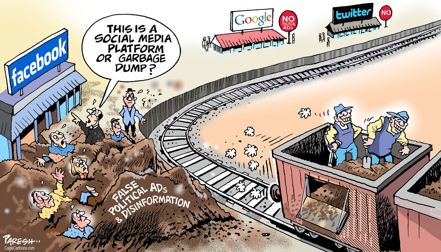 Editorial Cartoon U.S. Social Media Political Ads Train Facebook Garbage  Dump | The Week