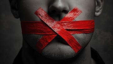 A man with a red cross on his mouth and the red x on his mouth | Premium  AI-generated image