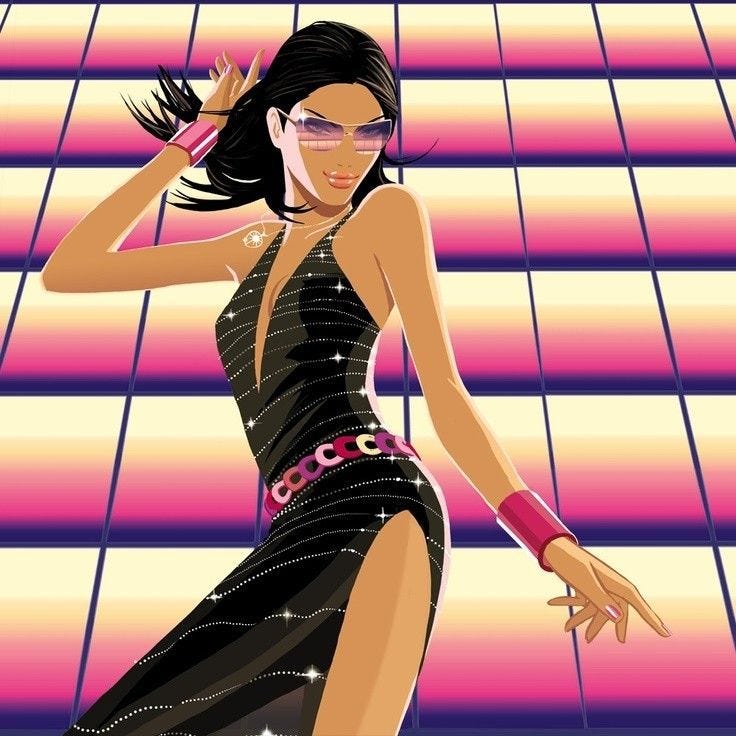 This may contain: a woman in a black dress is dancing This may contain: a woman in a black dress is dancing