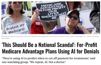 Common Dreams: 'This Should Be a National Scandal': For-Profit Medicare Advantage Plans Using AI for Denials 