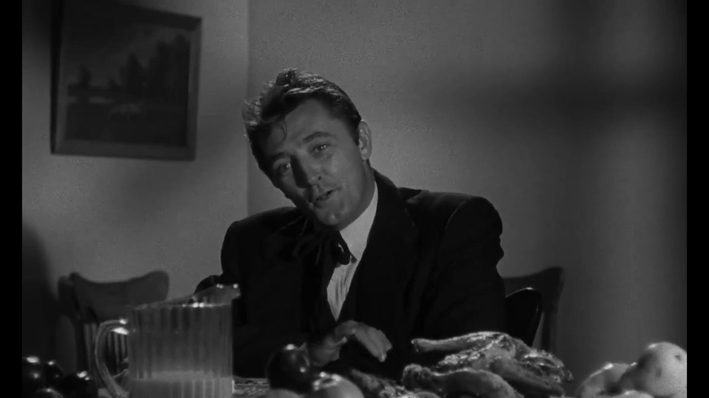 Robert Mitchum as an evil preacher, acting all smart and charming.