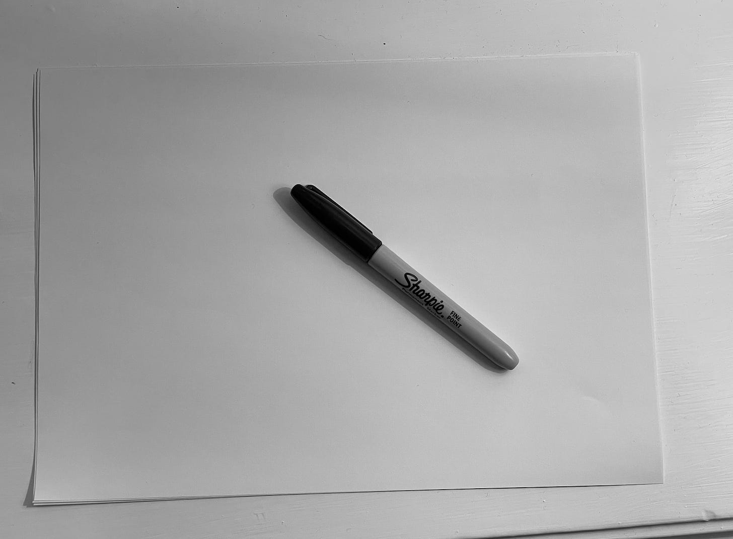 A4-sized blank paper and sharpie felt pen