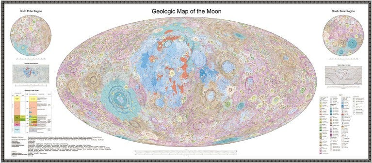A geologic map of the global moon.