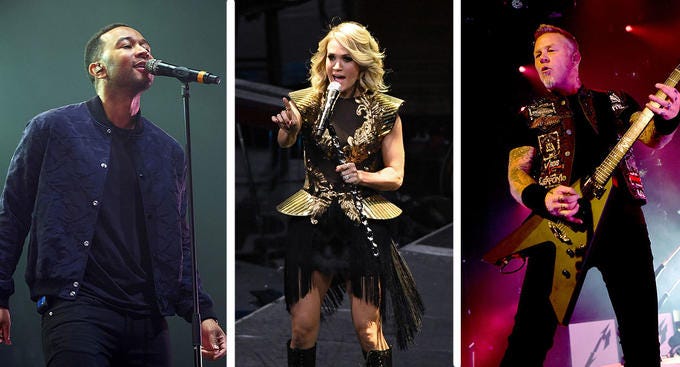 john legend carrie underwood plus metallica for grammys