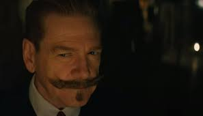 Kenneth Branagh's big mustache as Hercule Poirot.