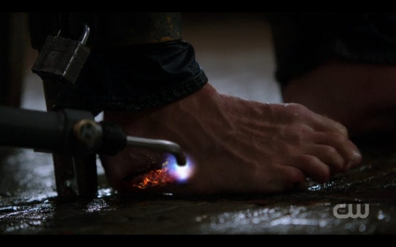 supernatural dean winchester toes being burned 12.01 kb 12