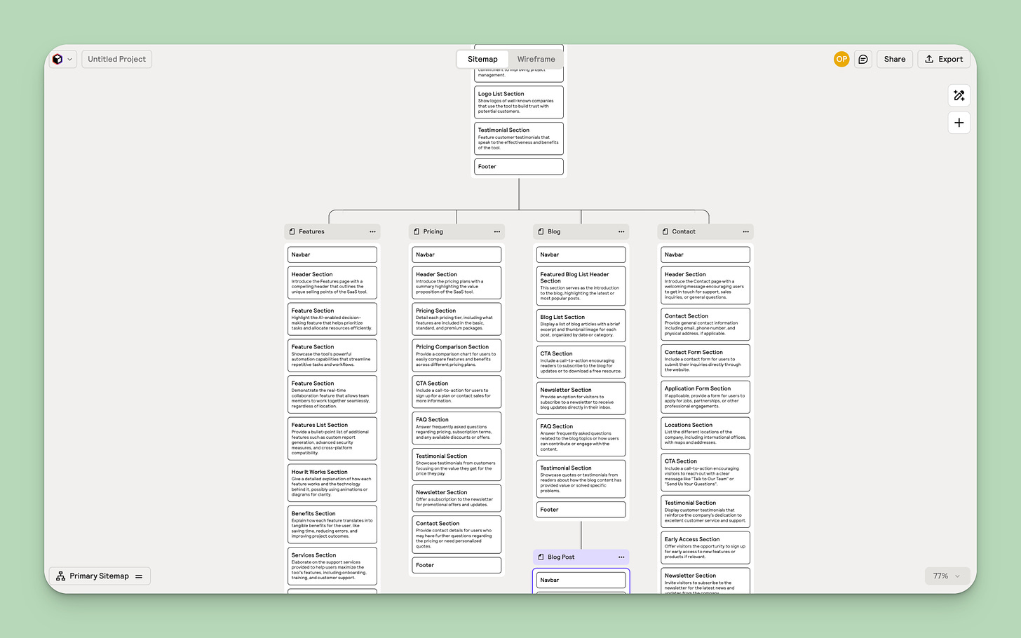 Relume’s AI sitemap and wireframe generator