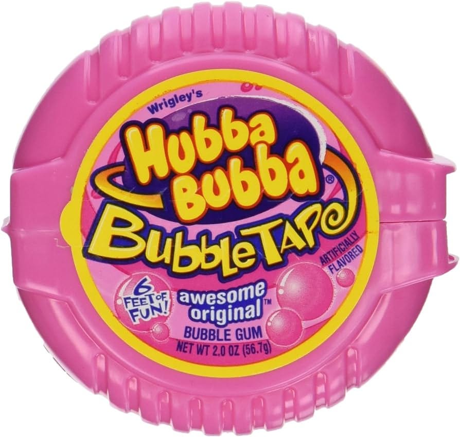 Image of Hubba Bubba Bubble Tape gum in pink container