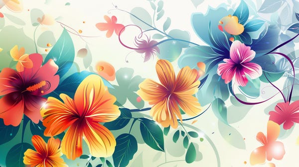 Bright and cheerful flower clipart in a range of vivid colors, perfect for design projects.