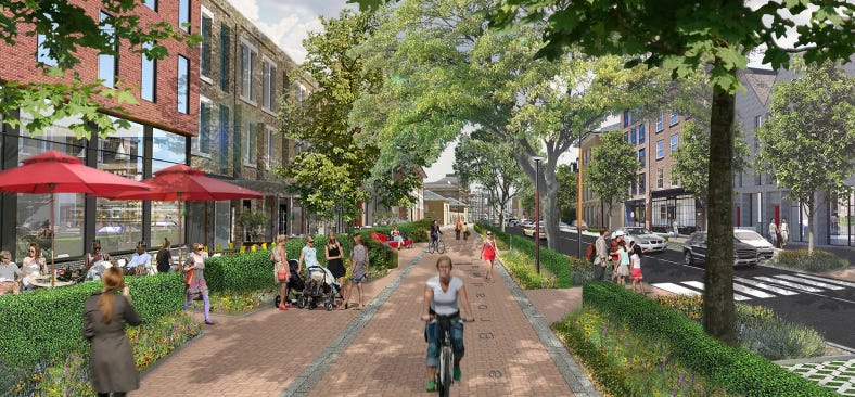 How Homes England said in main street in the new town could look