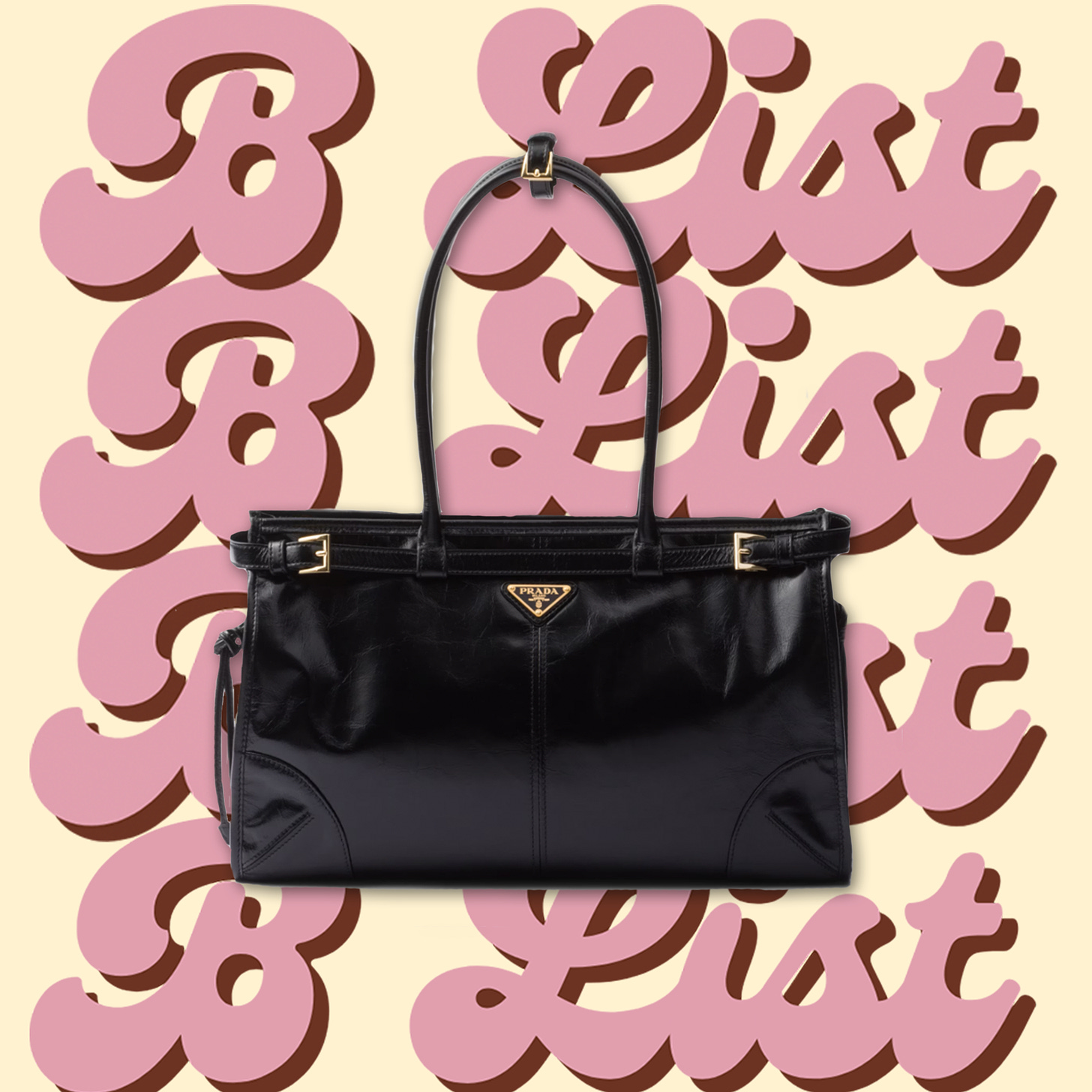 B List graphic showing a handbag from Prada.