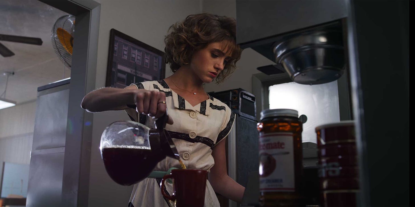 Nancy Wheeler pouring coffee
