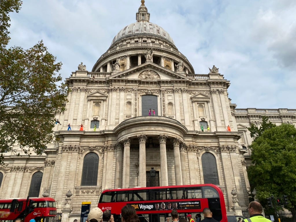 Dancers on London's St Paul Cathedral