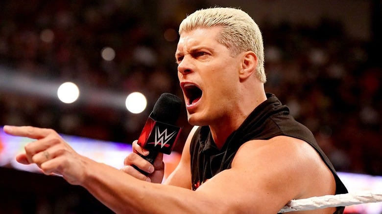 Cody Rhodes yelling and pointing