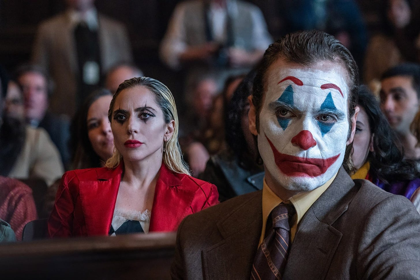 Joaquin Phoenix as Arthur Fleck/Joker and Lady Gaga as Harleen “Lee” Quinnzel in Joker: Folie à Deux (Photo: Warner Brothers/DC).