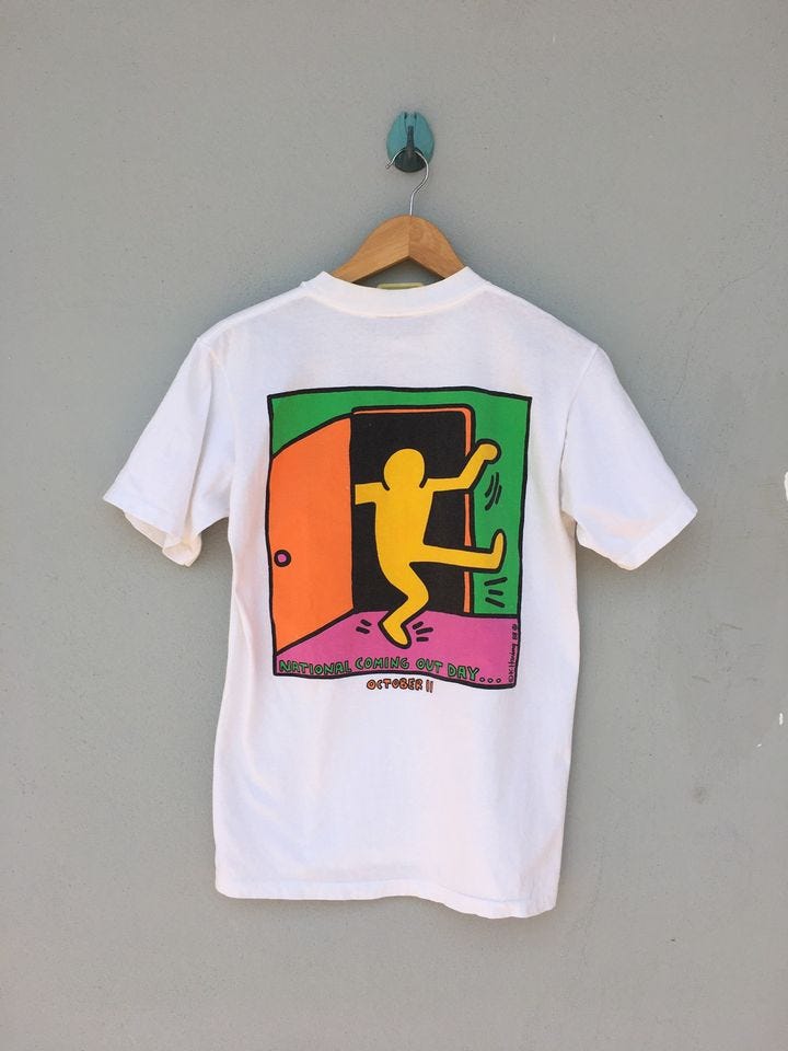 Discover vintage keith haring 1988 t shirt national coming out day