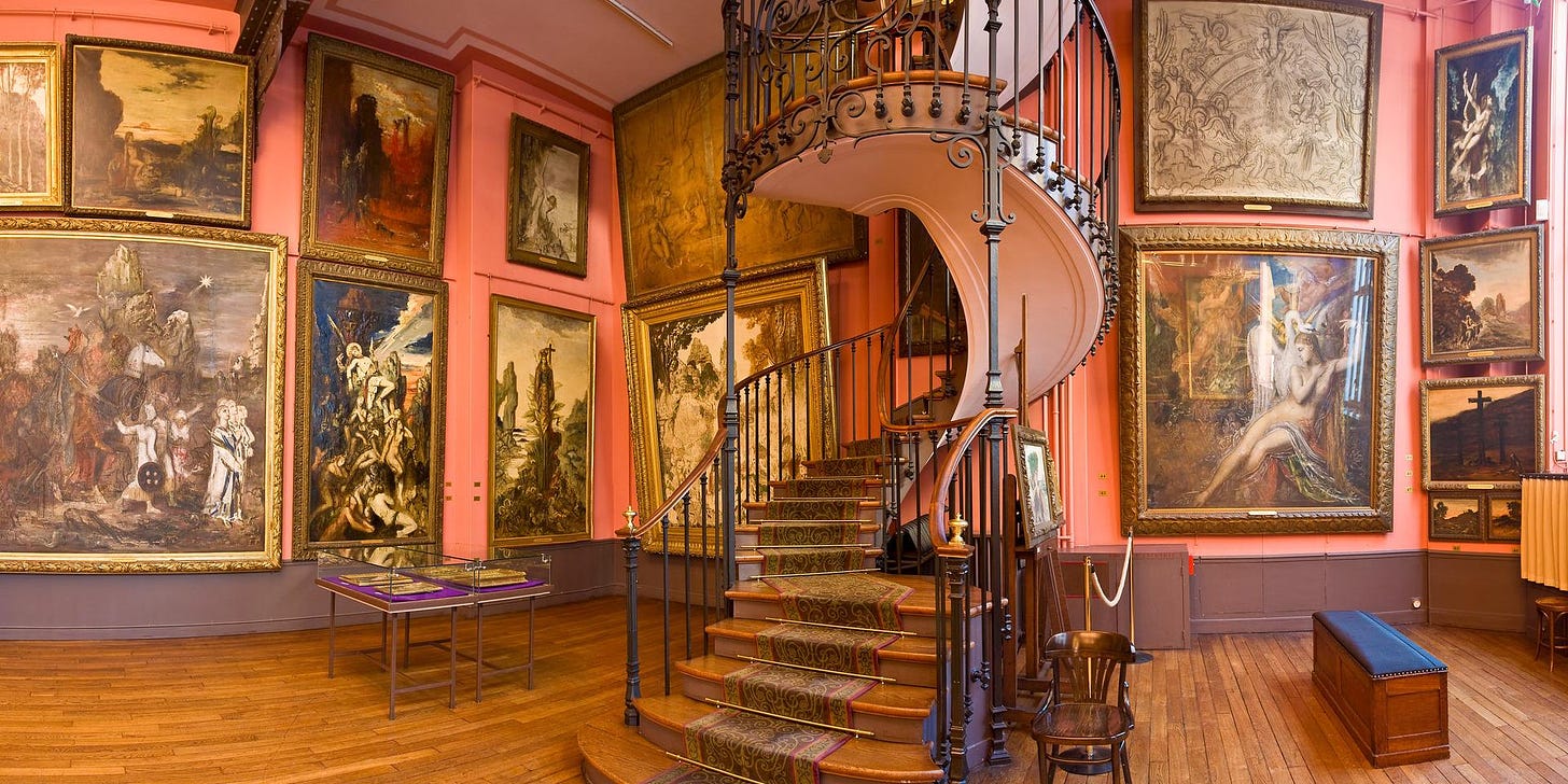 Paintings by Gustave Moreau and an elaborate staircase to the artist's atelier