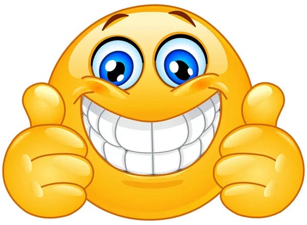 Emoticon Big Toothy Smile Showing Thumbs Royalty Free Stock Vectors