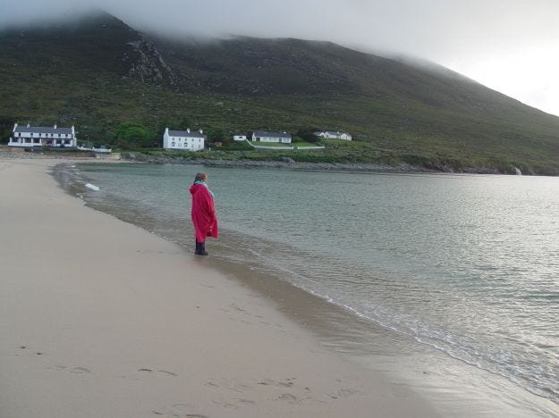 And also in 2005 we travel to where my father's ancestors came from, the west of Ireland. Sarah here on the beach in the evening on Achill Island.