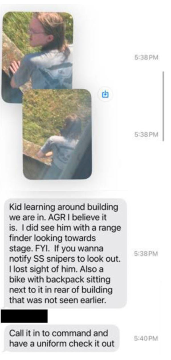 A screenshot of text messages among local law enforcement officers.