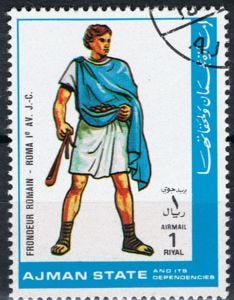 Stamp: Roman Soldier with Slingshot, 1st Century BCE (Ajman(Military  Uniforms (I)) Mi:AJ 1781A,Col:AJ 1972.07.23-1h